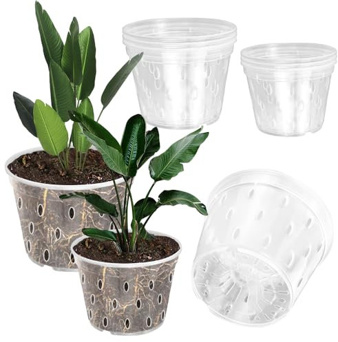 VGECEE 6 Pezzi Vaso per Orchidee Trasparente Vasi per Piante con Fori e Sottovasi per Orchidee Piccoli Vaso Orchidee Plastica Vaso Fiori Plastica per Interni Esterni Giardino ed Balcone(11cm, 12,5cm)