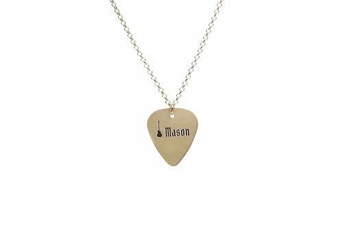 ANEMONE JEWELRY 14k Gold Gitarre Pick Halskette - Personalisierte Plektrum Schmuck für Musiker - Unisex Halskette