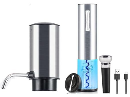 Ksikdeg Set di apribottiglie per vino, con aeratore ricaricabile, in acciaio inox, adatto per varie occasioni