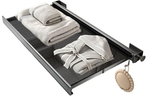 Rack telescopico con ganci Stand per montaggio a parete, supporto per biancheria da parete | Accessori da bagno in alluminio, rete di essiccazione biancheria, portasciugamani per biancheria intima