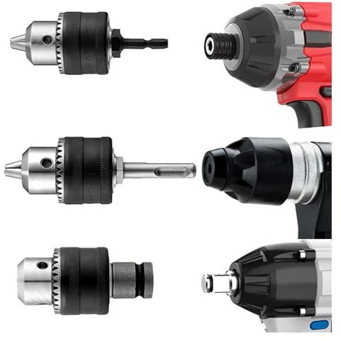 DAISHUJIE Drehfutter 1,5-13 mm Konverter 1/2 20UNF Schlüsselbohrfuttergewinde Schnellwechseladapter SDS 1/4 Schlagschrauberschlüssel Bit Pleuelstange Sechskant(D (5pcs Set))