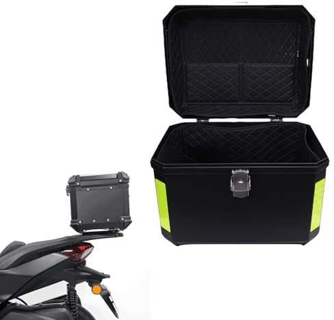 Fabater Baúl para Motocicleta de 60 L, Baúl para Motocicleta Portaequipajes para Casco, Caja de Impermeable con Bloqueo de Seguridad, Negro