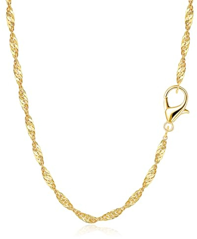RMMD Kette Gold Damen, 18K Vergoldet Dünne GoldKette ohne Anhänger Kette Goldene Halskette Damen Ketten Schmuck Gold Necklace Women Jewelry Geschenke für Freundin Frauen Teenager Mädchen