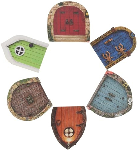 BCOATH 6piezas Puertas De Hadas De Madera para Jardín Miniatura Decoración De Puertas para Jardín y Paisaje Interior y Exterior Accesorios para Casas De Duendes Decoración Colorida Resist