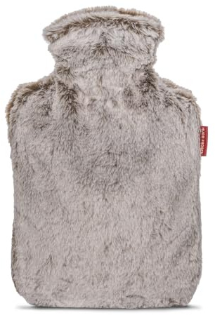 Hugo Frosch Wärmflasche Klassik 1,8l kuscheligem Flauschbezug Braun | Große Bettflasche Made in Germany, auslaufsicher & langlebig, mit weichem Überzug, abnehmbar & waschbar