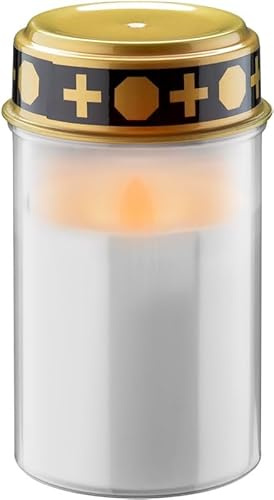 goobay LED Grablicht mit Batterie, Grabkerzen Outdoor, Friedhof Kerzen, Grablichter, ewiges Licht, Grablampe, Weiss, Batteriebetrieben 2x AA Mignon (Nicht im Lieferumfang enthalten, 77771
