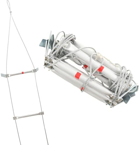 Lfhelper Feuerleiter 5m Strickleiter Rettungsleiter, 200kg Tragfähigkeit | Tragbar Brandleiter Mehrzweckleiter, für Fenster Balkon Baumhaus