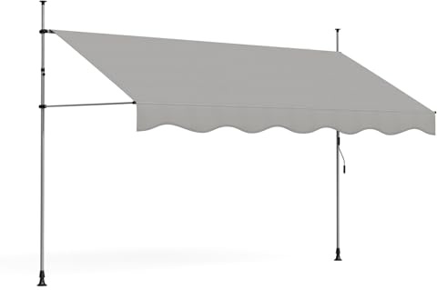 XUANYU Tenda da Sole per Esterno Avvolgibile, Tenda da Sole a Morsetto con Manovella, Tettuccio Resistente al Sole e Impermeabile, per Balconi Terrazzo Veranda (Grigio 350 x 180 cm)