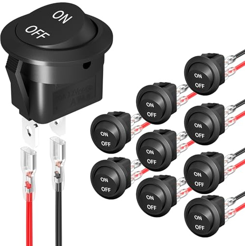 Joinfworld 10 Pièces Interrupteur À Bascule Rond Précâblé 12V,20MM