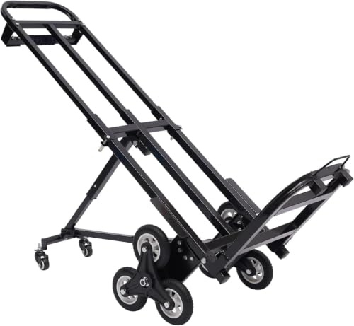 Hopfällbar Trappvagn 330lbs Kraftig Handvagn, Trappvagn För Flytt, Kontor, Lager Och Hemmabruk Black 6+2 Wheels - 460Lbs Load-bearing