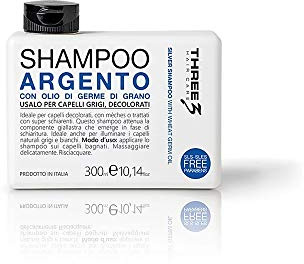 Faipa Three Shampooing argent à l’huile de germes de blé pour cheveux gris, sans parabènes, 300 ml
