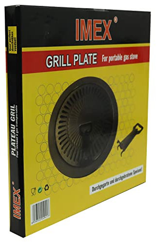 IMEX 3-tlg Grillaufsatz für tragbare Gaskocher Ø32 cm BBQ Grillplatte für Gaskocher - Antihaftbeschichtete Grillfläche Camping - Gaskocher Grillplatte