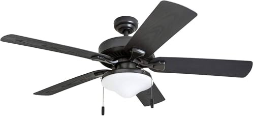 Honeywell Ceiling Fans Belmar 52 Inch Ceiling Fan With Light, Indoor/Outdoor Ceiling Fan with Pull Chain, LED Tri-Mount 5 Blade Design, ETL Damp Rated, Bronze (50512-01)