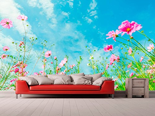 Oedim Fotomural Vinilo para Pared Paisaje Cielo con Flores | Fotomural para Paredes | Mural | Vinilo Decorativo | Varias Medidas 350 x 250 cm | Decoración comedores, Salones, Habitaciones...
