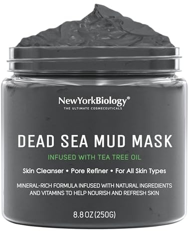 New York Biology Dead Sea Mud Mask for Face and Body | with Tea Tree | Spa Quality Pore Refiner for Oily Skin | Natural Skincare for Women & Men | Tighten Skin for A Healthier Complexion | 250 g