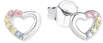 Prinzessin Lillifee Ohrstecker 925 Sterling Silber Mädchen Kinder Ohrschmuck, mit Zirkonia synth., 0,5 cm, Silber, Herz, Kommt in Schmuck Geschenk Box, 2024376