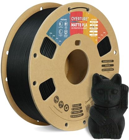 OVERTURE Matte PLA Filament Aufgerüstet 1.75 mm, 1 kg (2.2 lbs) Spule, Maßgenauigkeit +/- 0.02mm Filament für 3D Drucker (Schwarz)