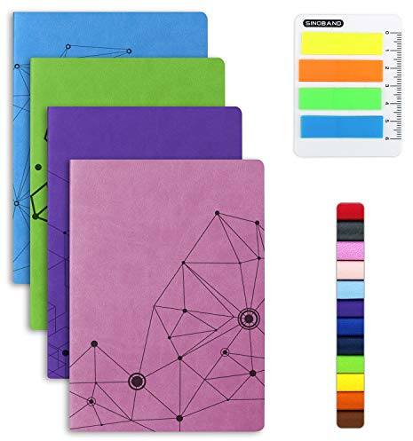 GRT A5 PU Leder Bunte Schreiben Notebook Journal Tagebuch Notizbuch Täglichen Notizblock Nette Reise Journal Notizbücher (Set von 4 Zufällige Farbe) (Geom)