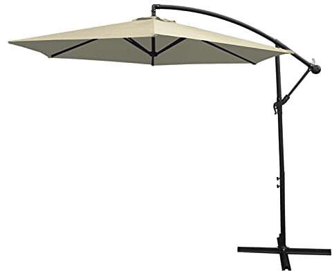 3m freischwingender Sonnenschirm Freischwinger Gartenschirm mit Kippfunktion, Sockel und Hülle im Set Creme