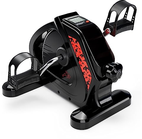 Upgraded Pedal Exerciser Heavy-Duty Metal Flywheel Under Desk Bike with LCD Display, Mini Stationary Bikes for Home Office Workout, Leg and Arm Training