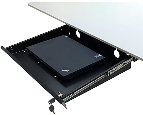 EISNHAUER® Laptop Unterbau-Schublade abschließbar, zur Montage unter den Schreibtisch, ca. 60 x 40 x 10 cm, schwarz