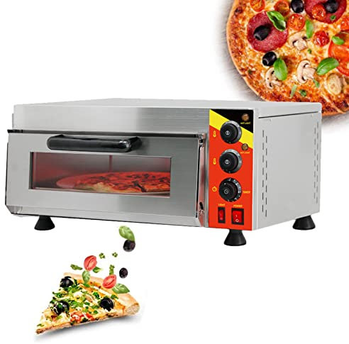 Four à Pizza électrique 400 X 400mm en Acier Inoxydable - la Température du Four Peut être Réglée Jusqu'à 350°C - Gastro Four for Pizza, Bread and Pastry - Interior Lighting,Single layer
