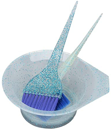 3pcs Coloring Kit, Crystal Highlighting Comb Brush Set for Treatment, Salon Dye Tools with Bowl - Blue