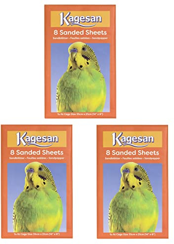 3 PACK Kagesan, fogli di carta sabbiata per gabbie per uccelli, 24 fogli, 35 x 21 cm, 14 x 8 cm