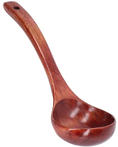 Wooden Spoon Soup Ladle Large, Wooden Spoon Multipurpose Long Handle Wood Porridge Ladle for Kitchen Cooking Restaurant(#1)