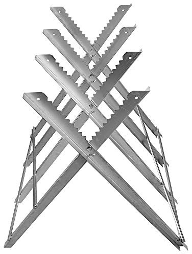 YIMING Chevalet de Sciage Pliable en Acier Chevalet Sciage avec 4 Supports de Bois Dentelés pour Tronçonneuse ou Scie à Main Charge Jusqu'à 100 kg