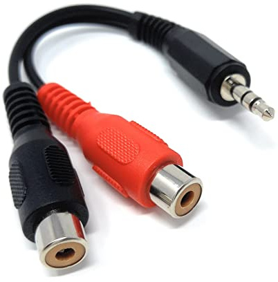 DRUT Câble adaptateur court de 10 cm avec prise jack stéréo 3,5 mm vers 2 prises RCA phono 0,1 m