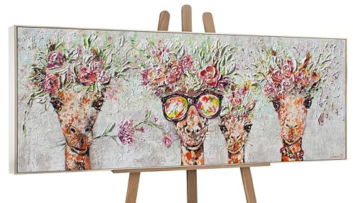 YS-Art XXL Abstrakt Acrylbild Giraffen Kinderzimmer Pastell Farben Design