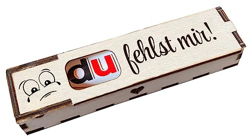 Duplo Holzbox Box mit Schokoriegel Geschenkbox mit Gravur Du fehlst mir! Geschenkidee