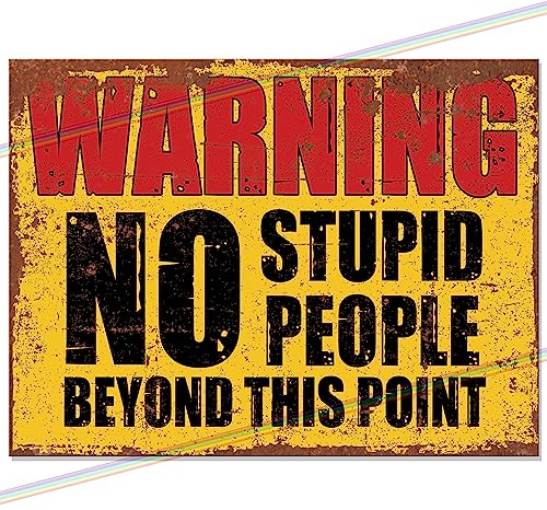 Warning No Stupid People Funny Metal Bar Sign Bar Accessories Home Pub Retro Outdoor Garden Bar Wall Plaque Man Cave Father's Day Gift Memorabilia bar sign 20cm x 15cm