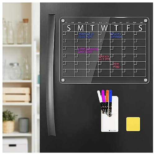 Alacritua Stundenplan Abwischbar, 35 X28 cm, Familien Wochenplaner Magnetisch, Mit 4 Farbigen Markern 1 KüHlschrank-Radierer Und 1 Stifthalter Magnettafel FüR KüHlschrank