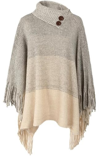 TBSCWYF Damen Poncho mit knöpfen Schal Cashmere Feeling Strick Decke Cape Cardigan für Frauen Retro Cardigans Pullover Umhängetuch im Winter Geschenk für Mutter Wrap Poncho Locker sitzender