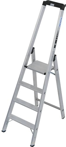 KRAUSE | Schwerlast-Stehleiter | einseitig begehbar | bis 225 kg | 4 Stufen inkl Plattform, 135025