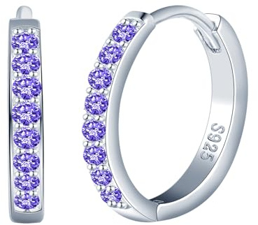CPSLOVE Orecchini Cerchio da Donna Ragazze Eleganti Orecchini Cerchi con Zircone in Argento 925 Orecchini Creole de Diametro 1cm