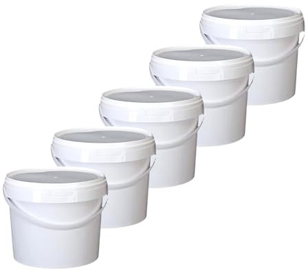 Smart Pack ® - Secchio di plastica con coperchio 3L | Secchio 3 litri | Trasporto cibo | Contenitore ermetico | Secchio per alimenti | secchi per ristoranti | catering (5x3.7LT)
