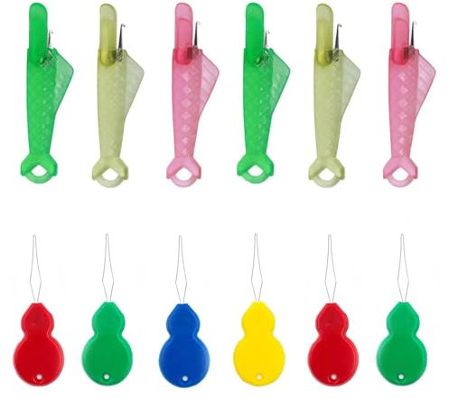 12-Teiliger Nadeleinfädler, Automatischer Kunststoff-Nadelfaden, Doppelseitige Nadel Und Faden, Nadeleinfädler Zum Nähen, Fischförmiger Nähmaschinen-Nadeleinfädler, Kunststoff-Nadeleinfädler