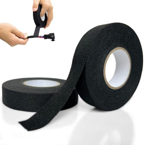 Vandomrise Nastro in Tessuto, 2 Pezzi per Cablaggio Automobilistico, Ridurre la Rumorosità, Tessile Autoadesivo, Industriale per Auto e Cablaggi, Elettricisti (19mm x 15m)