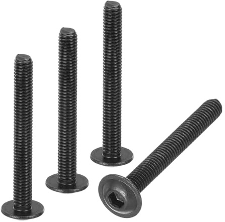 sourcing map 100 tornillos de cabeza de botón con brida M3-0.5 x 25 mm, pernos de fijación de acero inoxidable 304 inox, tornillos de máquina totalmente roscados, color negro