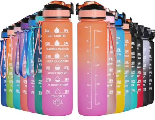 GeeRic Trinkflasche 1L Sport Wasserflasche BPA-freies Kohlensäure geeignet Wasserflasche für Uni, Sport, Fitness, Fahrrad, Outdoor