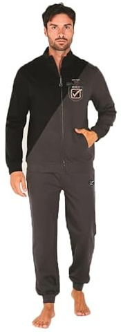 GIVOVA Tuta Completa Homewear da Uomo, Completo Maschile Lungo E Confortevole (IT, Testo, L, Regular, Regular, G756 Nero/Grigio Scuro)