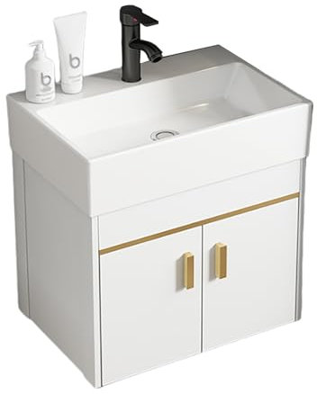 SXSYTR Eckwaschbecken Mit Unterschrank, Wandmontiertes Keramikwaschbecken, Freistehendes Waschbecken, für Badezimmer, An Der Wand Montierter Waschtisch für Die Küche Zu Hause(50cm)