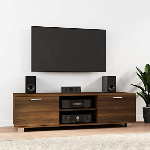 Gecheer Ek Brun 140 x 40,5 x 35 cm i trä i flera lager, modernt TV-skåp, TV-bord, TV-skåp, TV-skåp, TV-skåp, vardagsrumsskåp, P342628