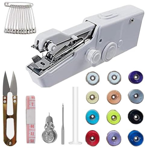 POHOVE 29PCS Mini Nähmaschine,Hand Nähmaschine, Mini tragbare elektrische Nähmaschine, handliche tragbare Nähmaschine für Anfänger, einfach zu bedienen und schnell zu nähen