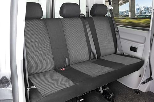 WALSER Transporter Sitzbezüge Universalgröße, Autoschonbezug für 3er Bank + 3 Kopfstützenbezüge, Auto Sitzbezüge aus Premium Jacquard, 3er Bankbezug Transporter, Auto Sitzauflagen für Van