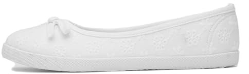 Lilley Womens White Slip On Ballerina Canvas Shoe - Size 5 UK - White