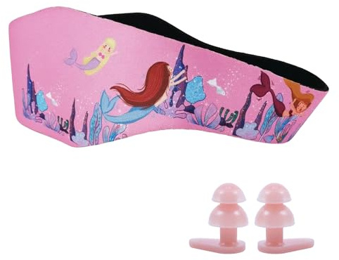Kinder Schwimm Stirnband mit Ohrschutz und Ohrstöpseln, Neopren Wasserdichtes Stirnband für Schwimmen, hohe Elastizität & Klettverschluss, Ideal für Wassersport und Ohrschutz